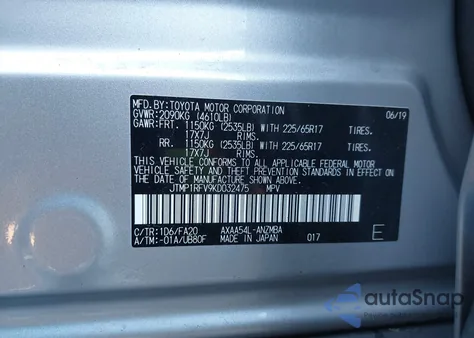 2019 Toyota Rav4 Xle z USA, uszkodzony, nr VIN JTMP1RFV9KD032475